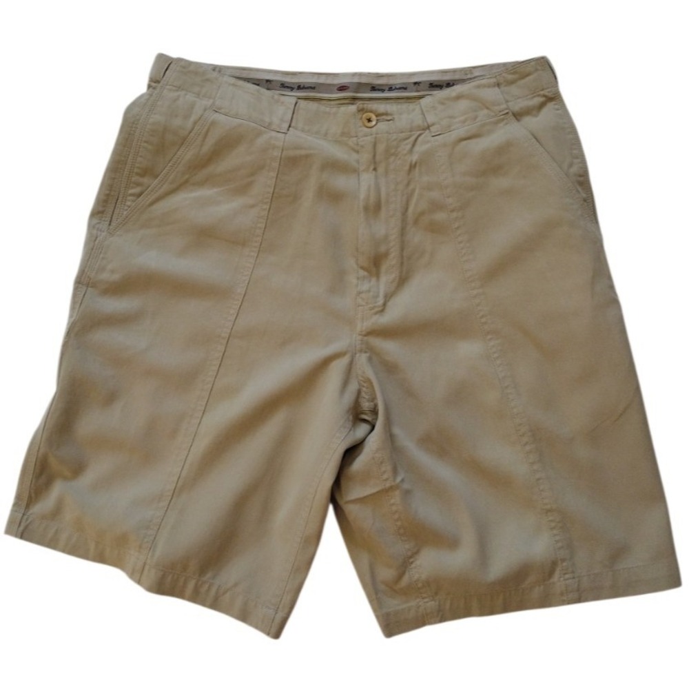 Tommy Bahama Shorts Men 32W Tan Cargo Pockets Beach Shorts RELAX Logo Belt Hoops